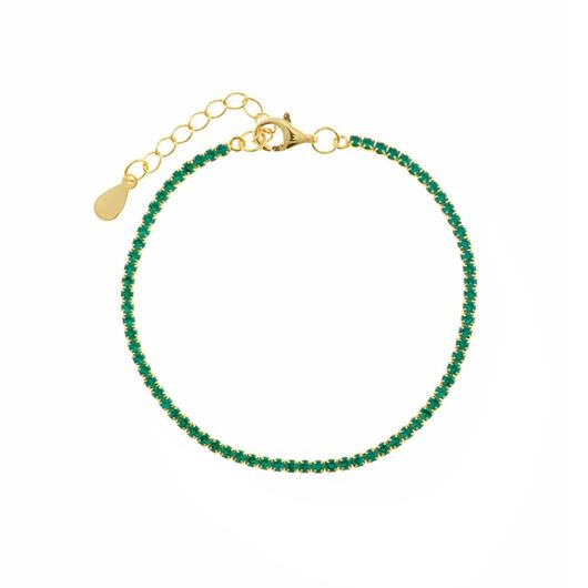 Foto de Pulsera Blink riviere de plata baño oro con circonitas verdes