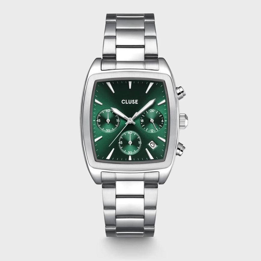 Foto de Reloj Cluse Quartaut Chrono de acero, color verde y plateado