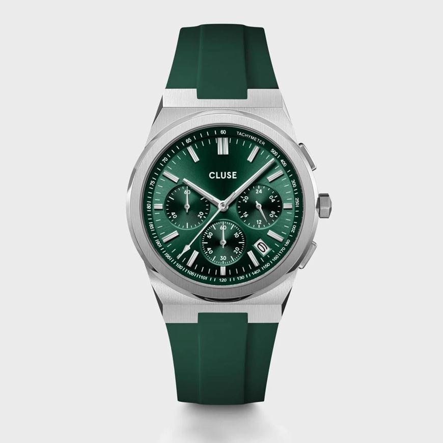 Foto de Reloj Cluse Vigoureux Chrono de silicona color verde y plateado