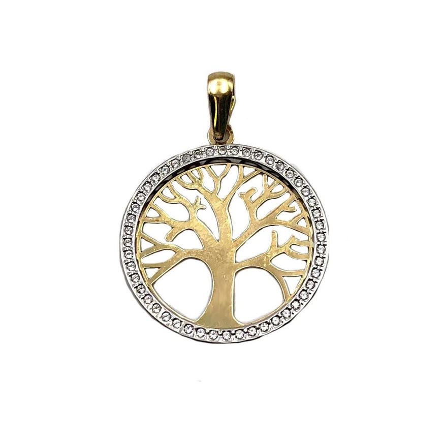 Foto de Colgante árbol de la vida en oro amarillo 18kt y circonitas blancas