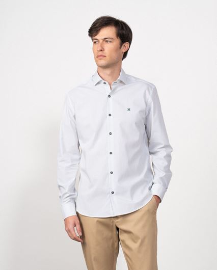 Foto de Camisa sport microestampado blanco y verde slim fit