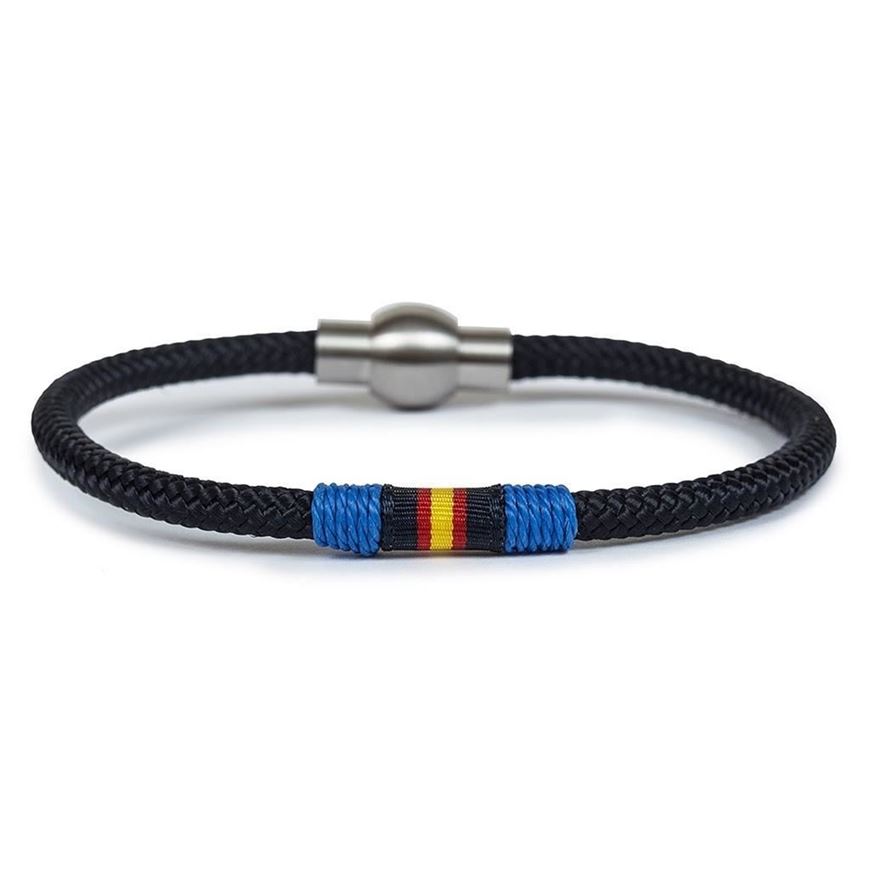 Foto de Pulsera cordón náutico con bandera España con hilo azulón 18cm