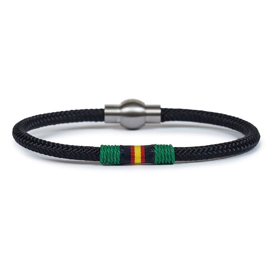 Foto de Pulsera cordón náutico con bandera España con hilo verde