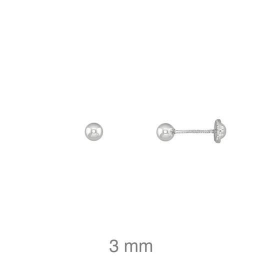 Foto de Pendientes dormilones bola oro blanco 18kt 3 mm