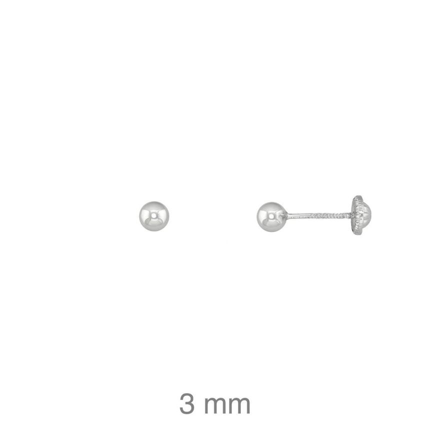 Foto de Pendientes dormilones bola oro blanco 18kt 3 mm
