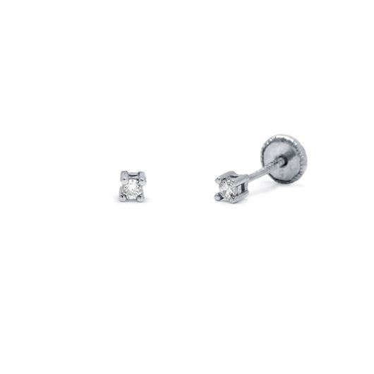 Foto de Dormilones oro blanco 18 kt circonita 2 mm cuatro garras