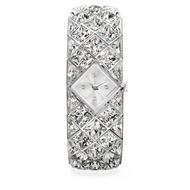Foto de Reloj Curiosa Bangle Pulsera de cristal, Tono plateado, Acero inoxidable