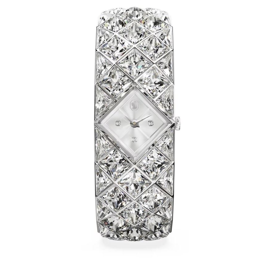 Foto de Reloj Curiosa Bangle Pulsera de cristal, Tono plateado, Acero inoxidable