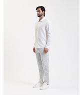 Foto de Pantalón vestir raya marinera blanco y azul lino