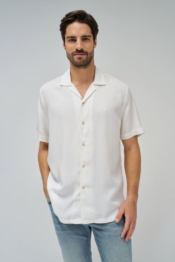 Foto de Camisa manga corta en denim ligero color blanco