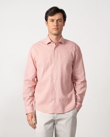 Foto de Camisa lino y algodón rosa lavado