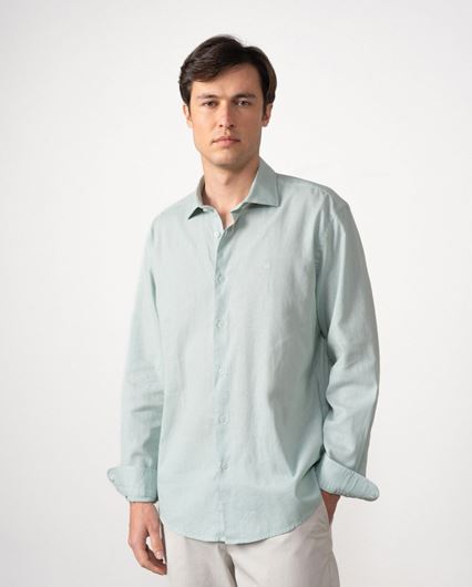 Foto de Camisa lino y algodón verde salvia