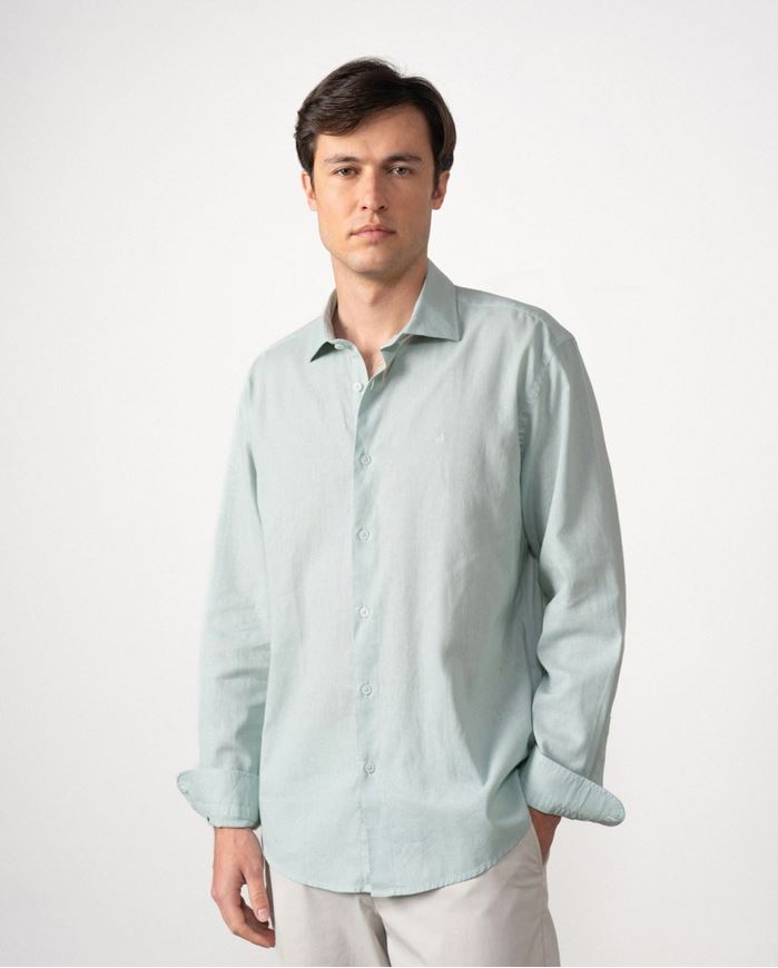 Foto de Camisa lino y algodón verde salvia