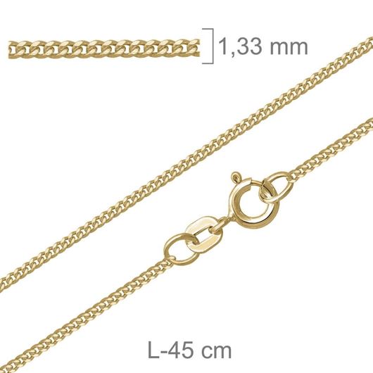 Foto de Cadena eslabón barbado en plata baño oro, 1,20mm grosor, 40cm longitud