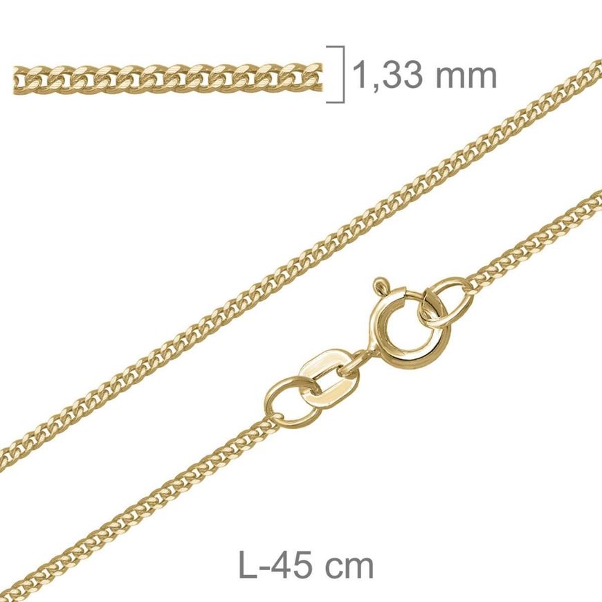 Foto de Cadena eslabón barbado en plata baño oro, 1,20mm grosor, 40cm longitud