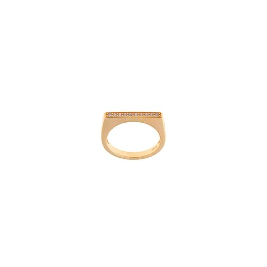 Foto de Sortija rectangular en oro amarillo 18kt y circonitas blancas
