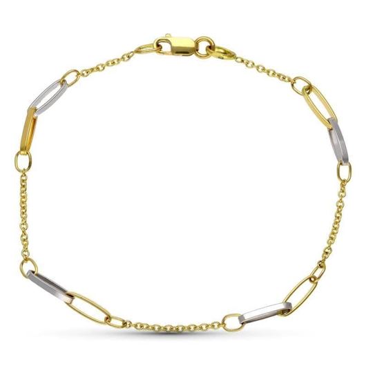 Foto de Pulsera de cadena y eslabon bicolor en oro 18kt