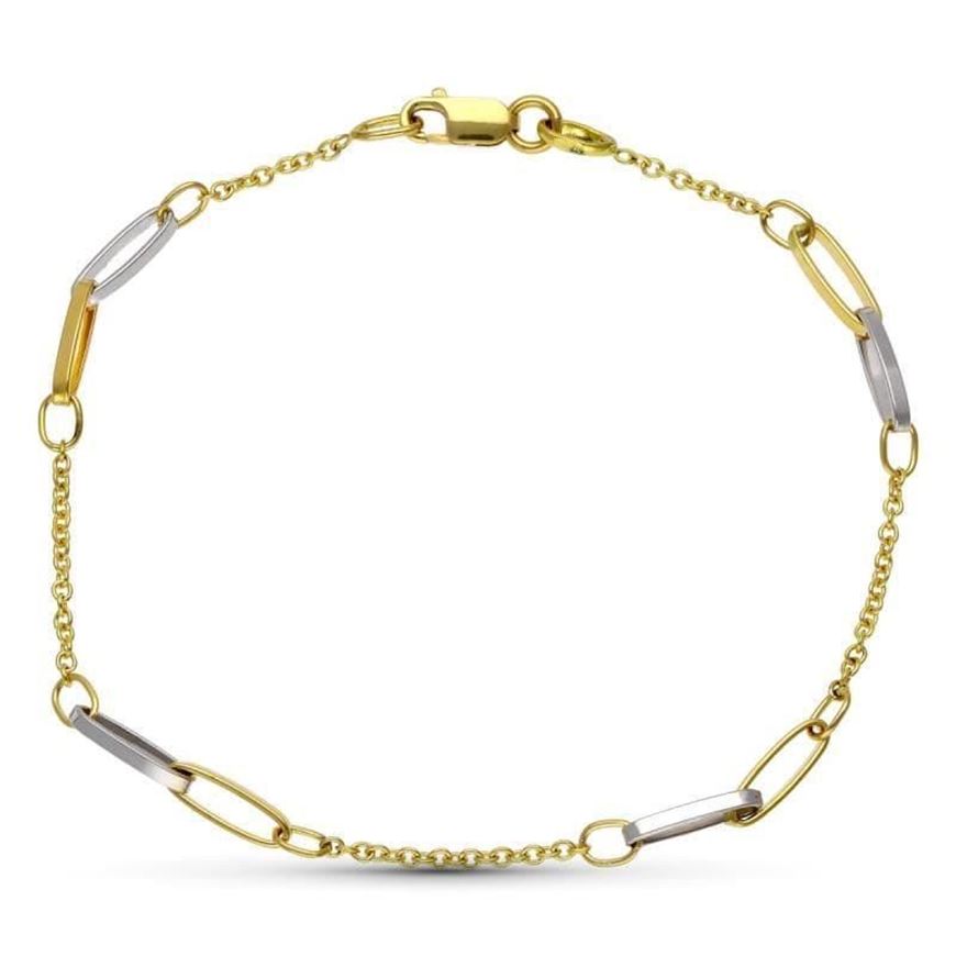 Foto de Pulsera de cadena y eslabon bicolor en oro 18kt
