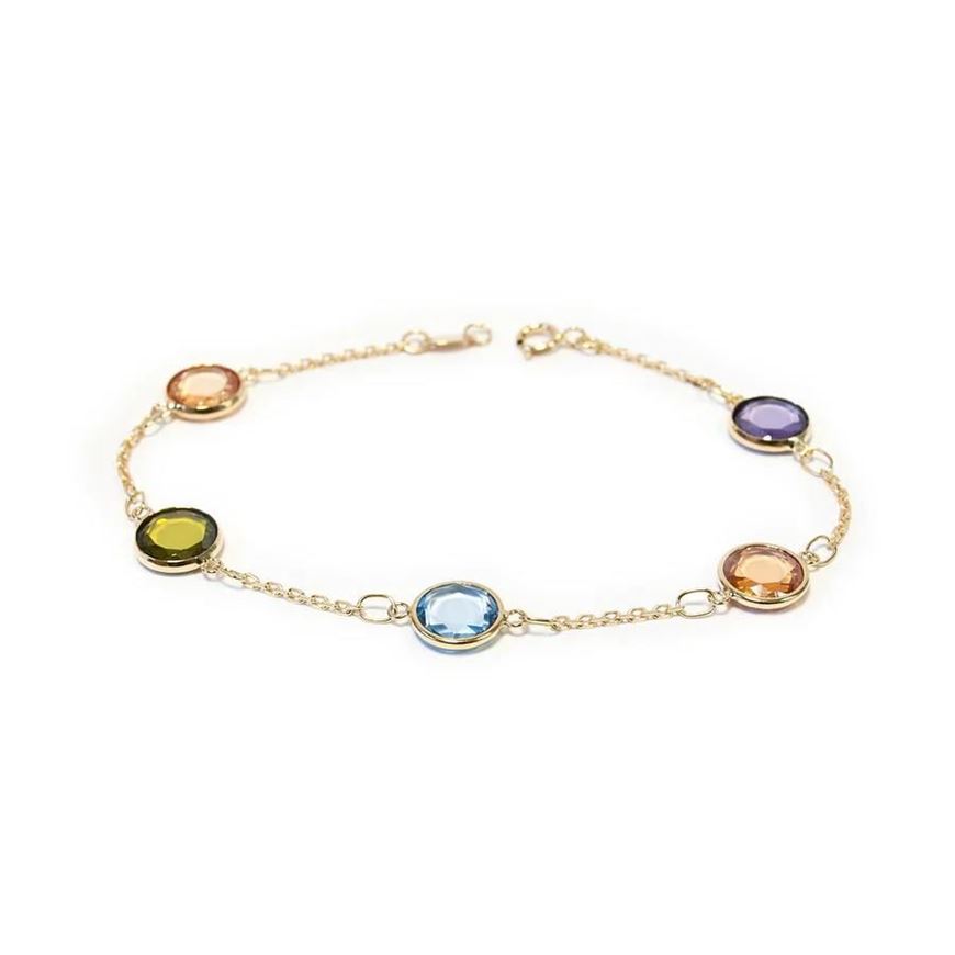 Foto de Pulsera oro amarillo 18kt chatones de circonitas multicolor