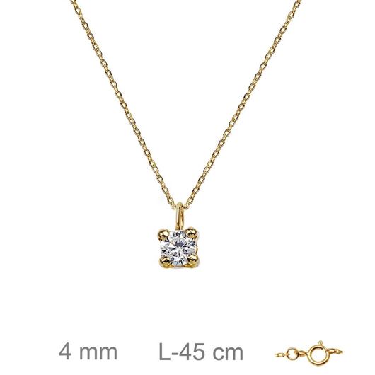 Foto de Gargantilla punto de luz cuatro garras en oro amarillo 18kt y circonita blanca