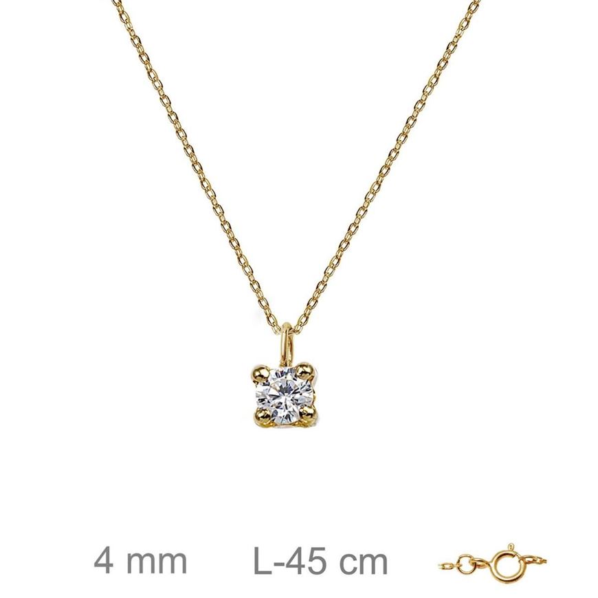 Foto de Gargantilla punto de luz cuatro garras en oro amarillo 18kt y circonita blanca