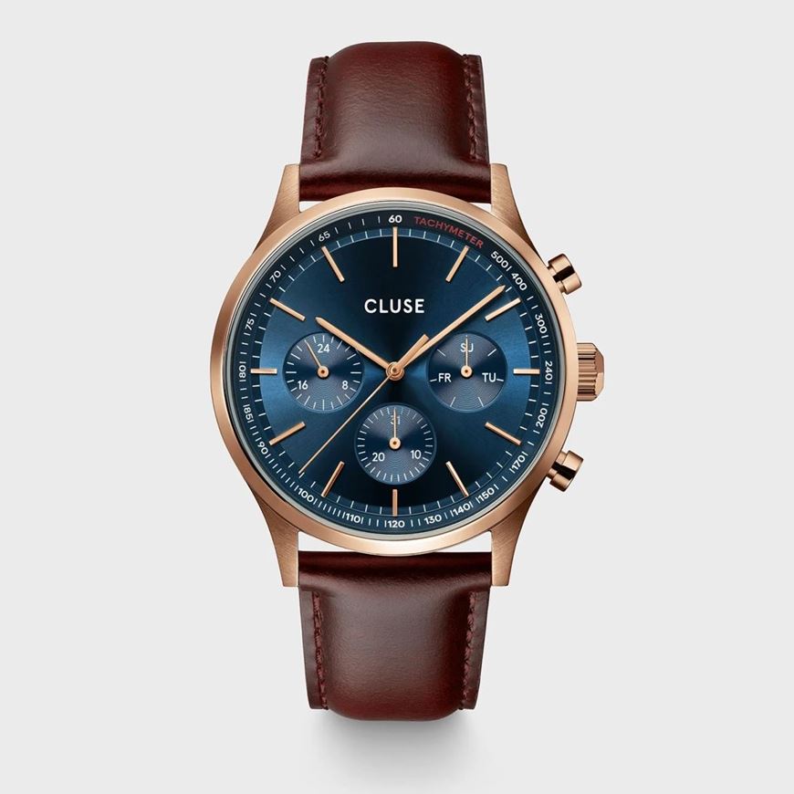 Foto de Reloj Anthéor Multifunction Watch Leather Blue, Rose Gold Colour