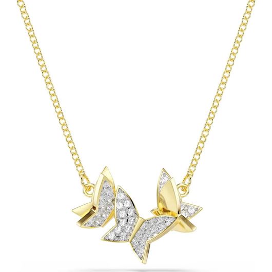 Foto de Collar Idyllia Lilia, Mariposa, Blanco, Baño tono oro