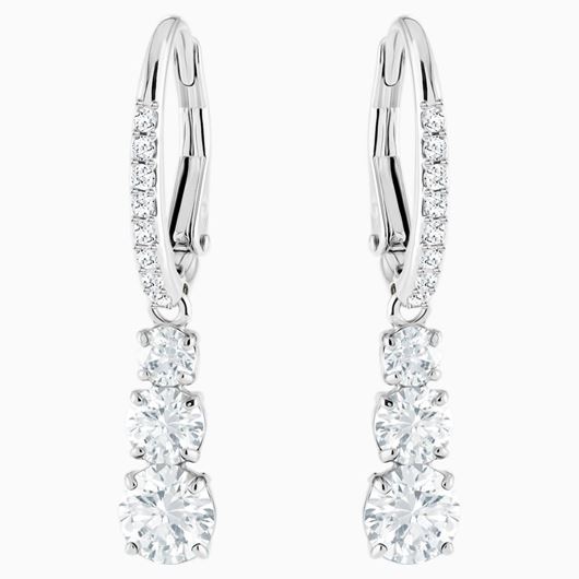 Foto de Pendientes de aro Stilla Attract Talla redonda, Blancos, Baño de rodio