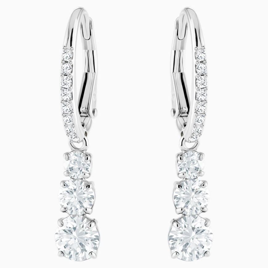Foto de Pendientes de aro Stilla Attract Talla redonda, Blancos, Baño de rodio
