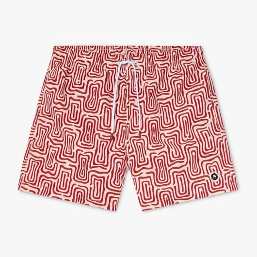 Foto de Bañador Labyrinth beige y rojo 