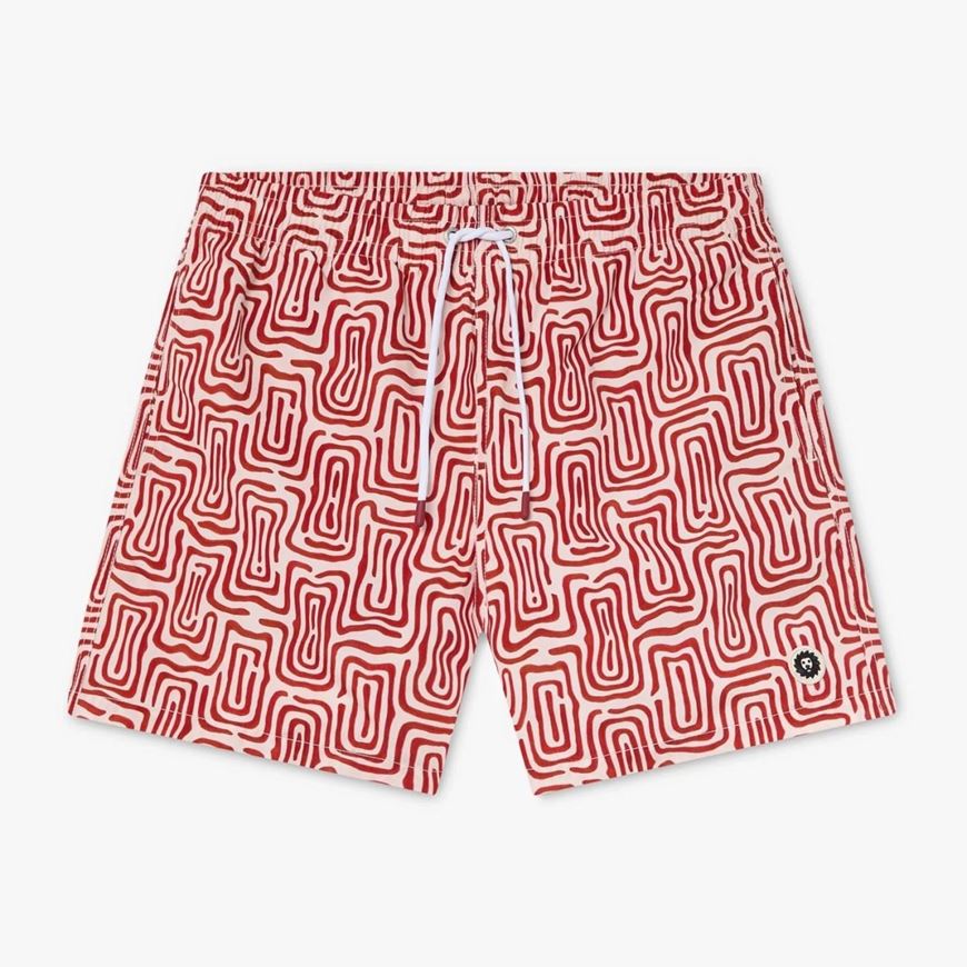 Foto de Bañador Labyrinth beige y rojo 