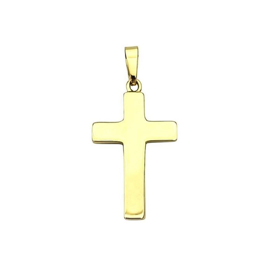 Foto de Cruz de oro amarillo 18kt acabado pulido una cara, matizado otra cara