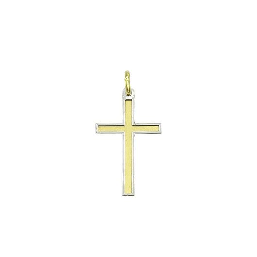 Foto de Cruz de oro bicolor 18kt acabado brillo y mate