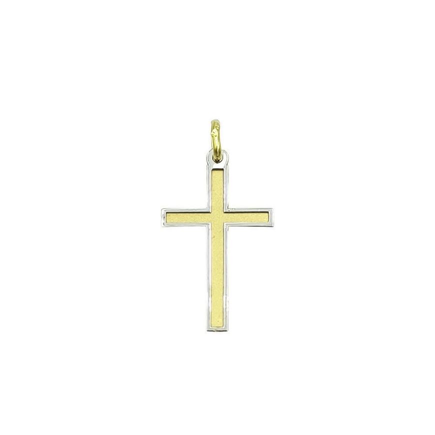 Foto de Cruz de oro bicolor 18kt acabado brillo y mate