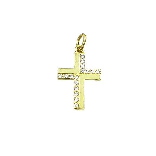 Foto de Cruz de oro amarillo 18kt y circonitas blancas 14x10mm