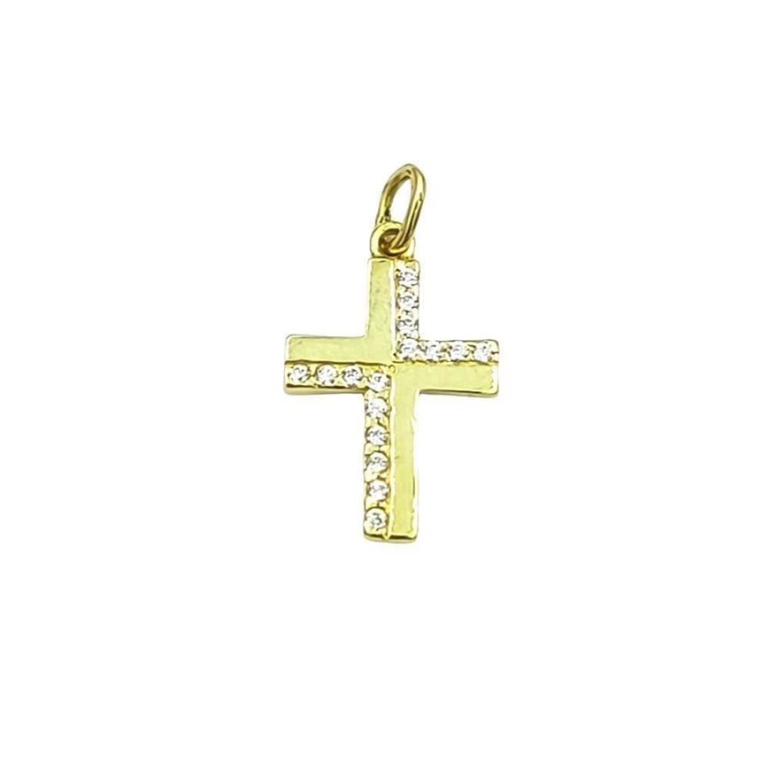 Foto de Cruz de oro amarillo 18kt y circonitas blancas 14x10mm