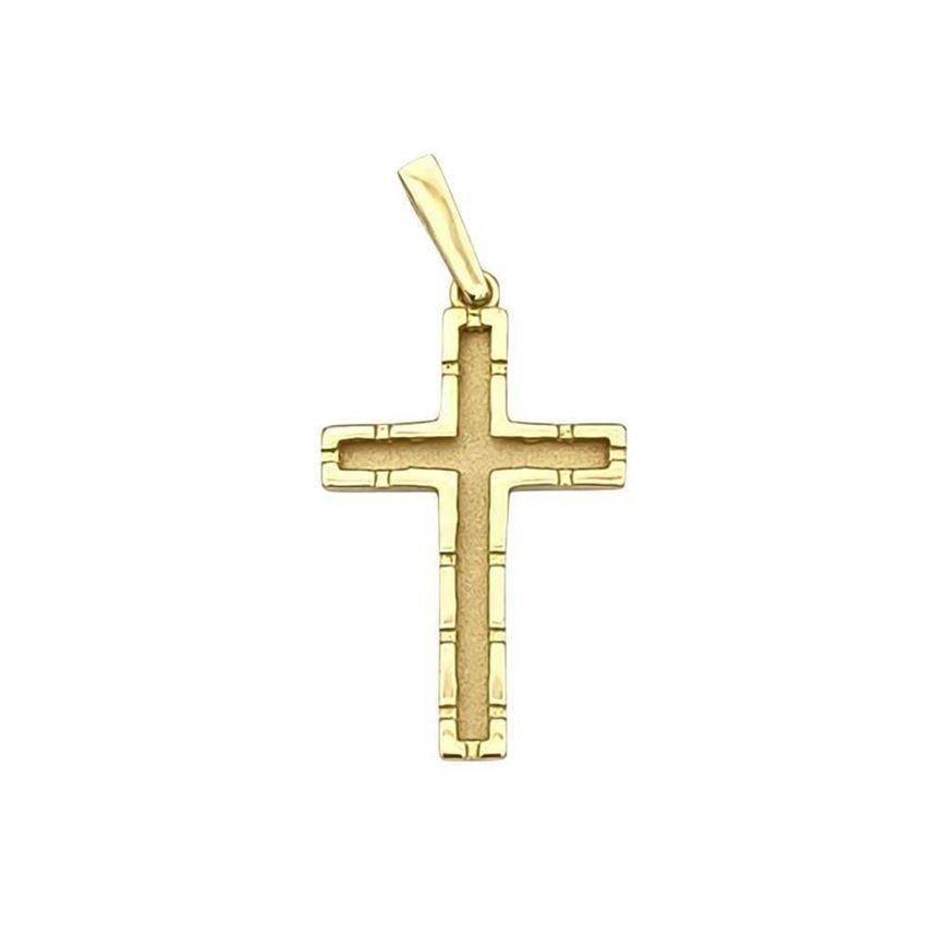 Foto de Cruz de oro amarillo 18kt acabado mate y brillo 20x13mm