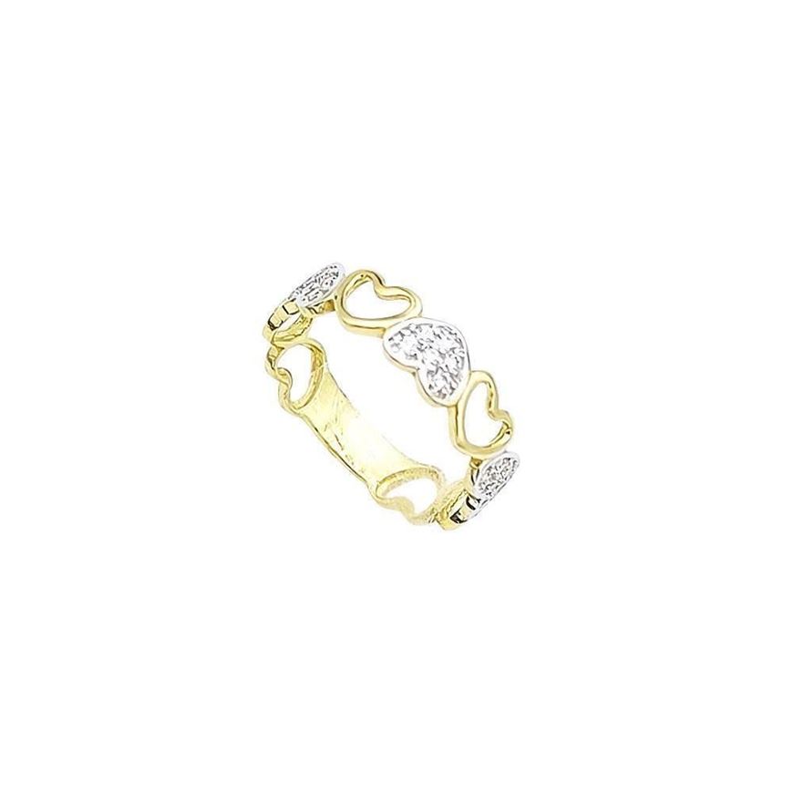 Foto de Sortija de corazones en oro amarillo 18kt y circontias blancas