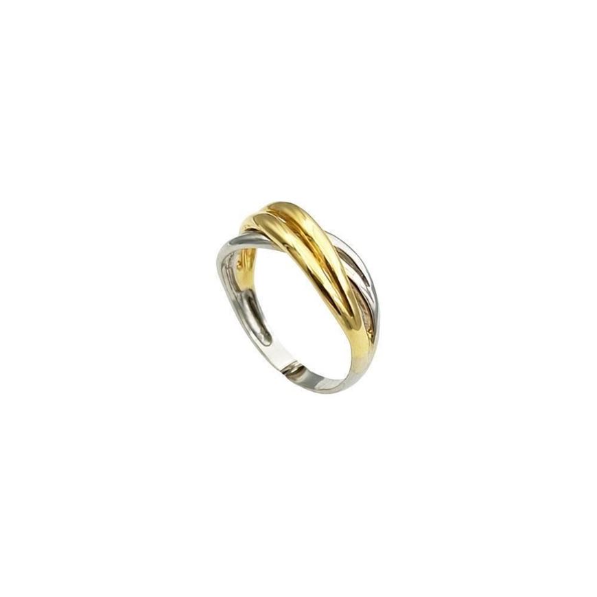Foto de Sortija entrelazada de oro bicolor amarillo y blanco de 18kt