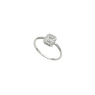 Foto de Anillo de oro blanco 18kt con bagué y orla de circonitas blancas