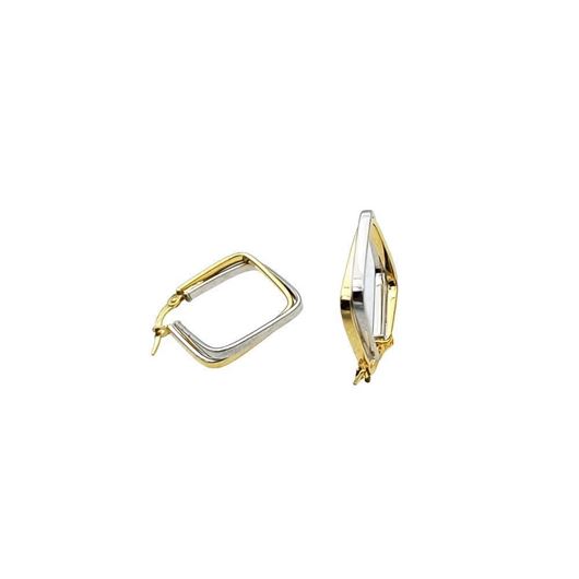 Foto de Pendientes de aro cuadrangular doble en oro bicolor 18kt 15mm