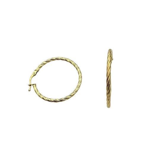 Foto de Pendientes de aro ballonado 2mm en oro amarillo 18kt 25mm
