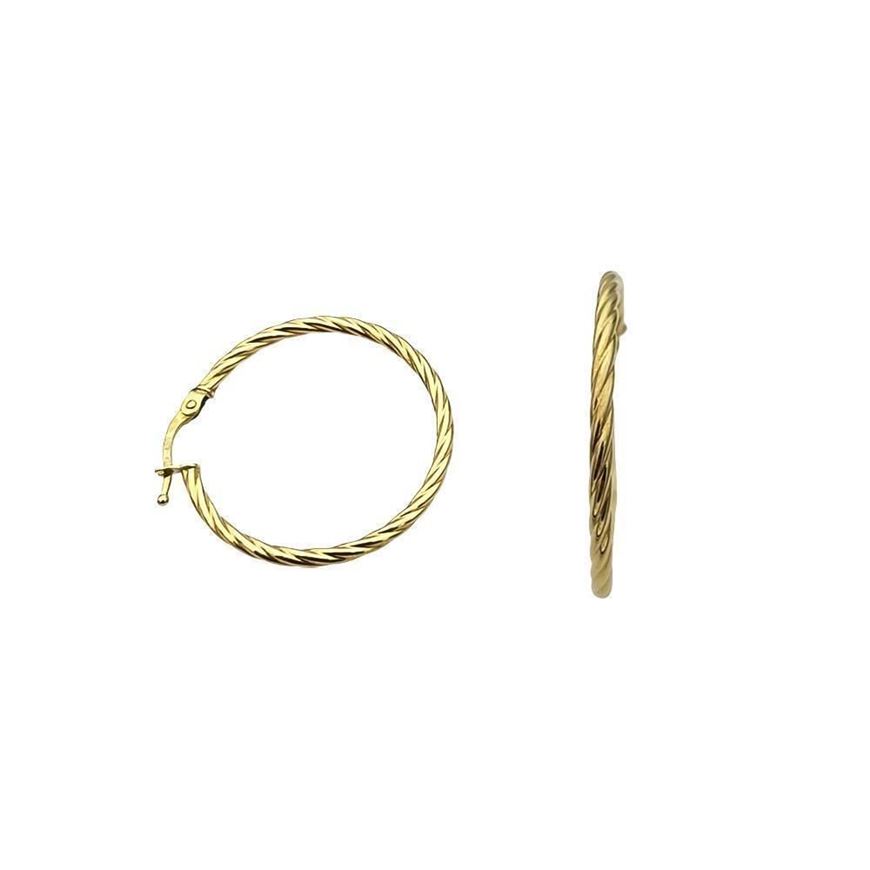 Foto de Pendientes de aro ballonado 2mm en oro amarillo 18kt 25mm