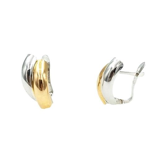 Foto de Pendientes de oro bicolor de 18kt rose y blanco con cierre catalán 