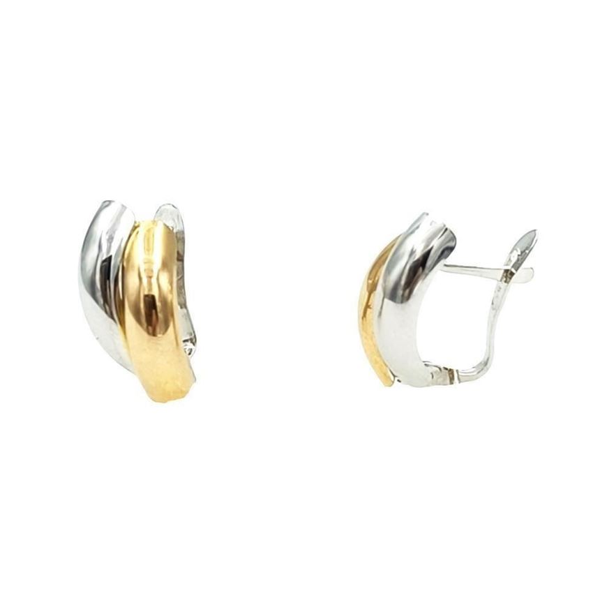 Foto de Pendientes de oro bicolor de 18kt rose y blanco con cierre catalán 