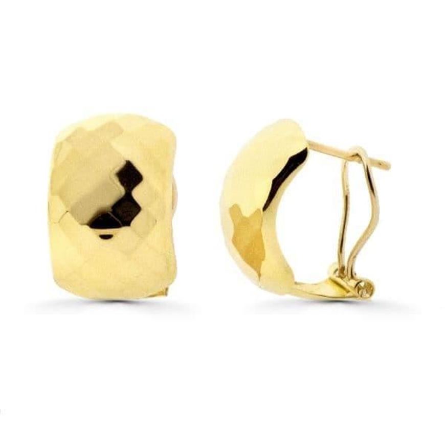 Foto de Pendientes de oro amarillo 18kt facetado romboidal pulido cierre omega