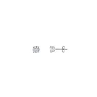 Foto de Pendientes de plata baño rodio punto de luz cuatro garras 6mm