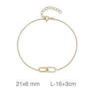 Foto de Pulsera de plata baño oro con eslabones entrelazados y circonitas blancas