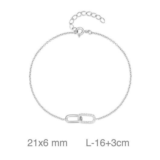 Foto de Pulsera de plata con eslabones entrelazados y circonitas blancas