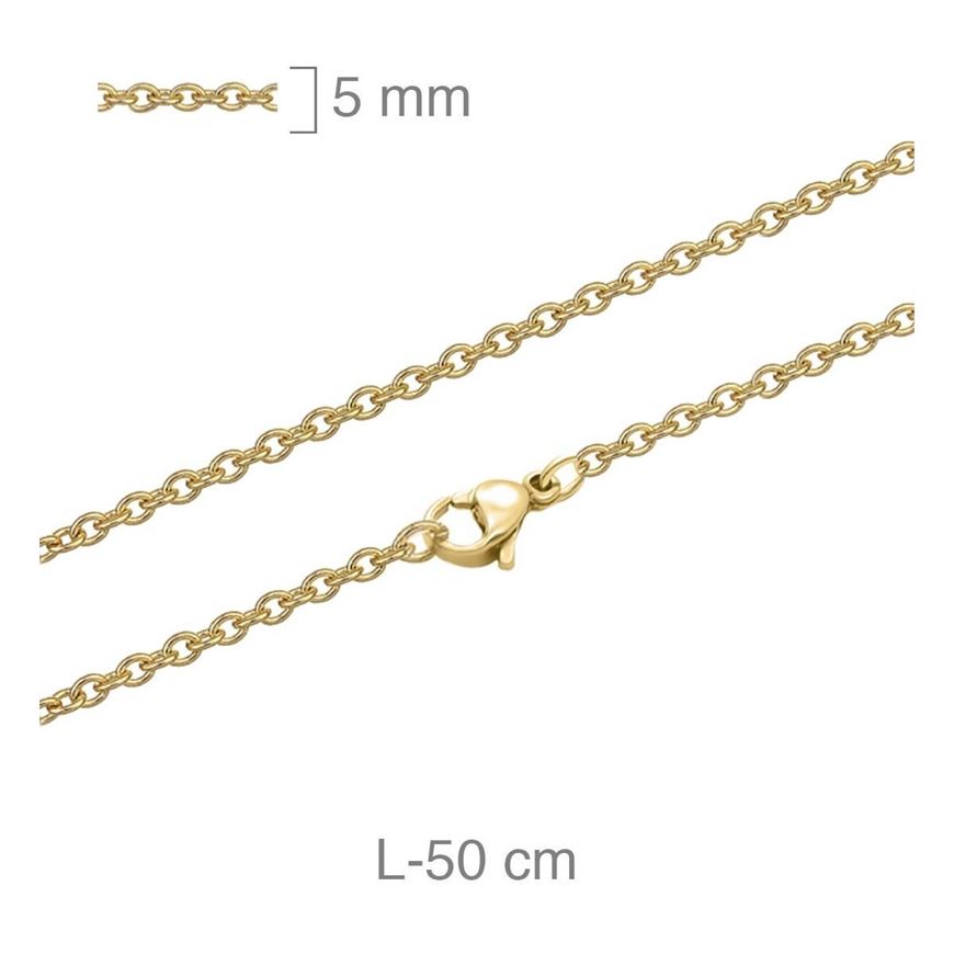 Foto de Cadena de acero baño oro, grosor 5mm, longitud 50cm